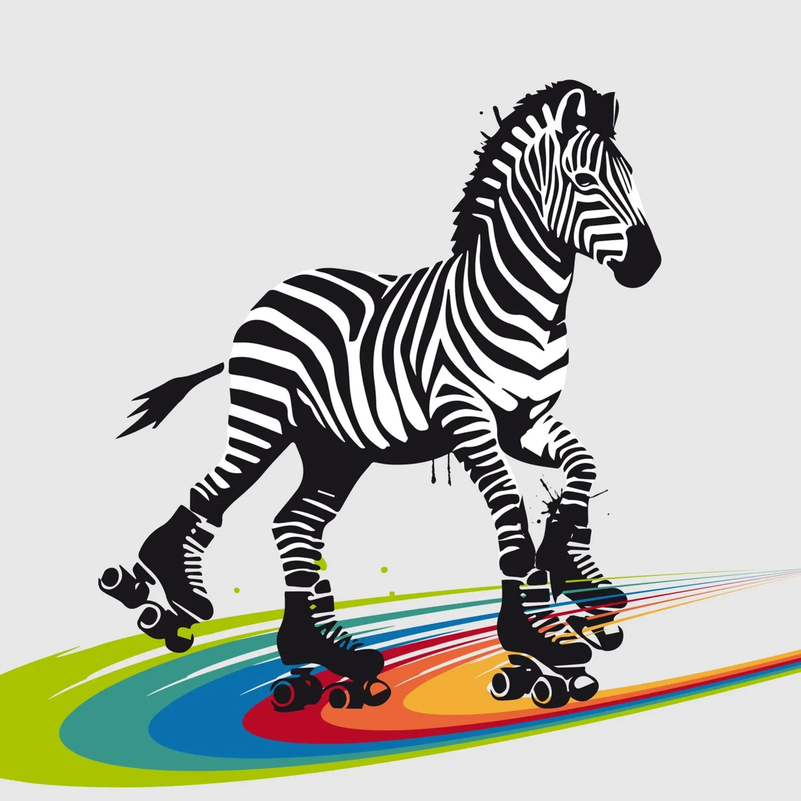 Zebra con pattini a rotelle in stile stencil plexiglass da namosh