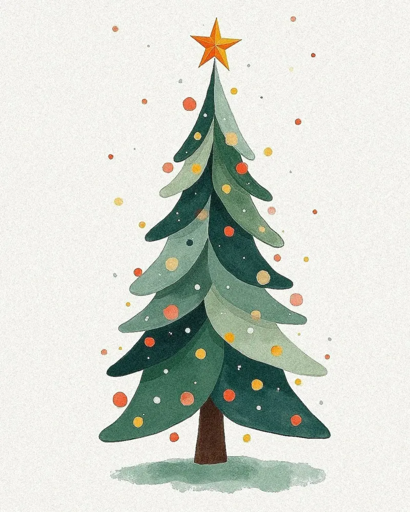 Illustrazione di un albero di Natale (1) pellicola backlit da Lisa Jureczko Arts Illustration