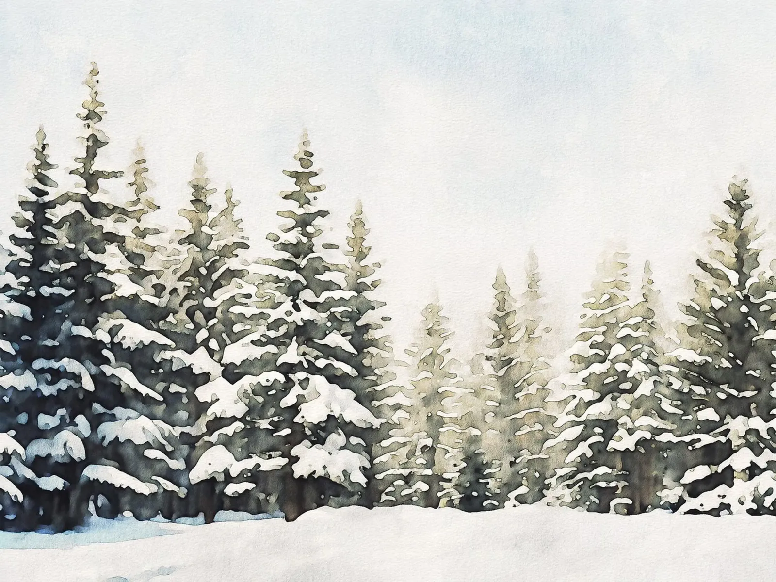 Snowy Pine Tree Watercolor pellicola backlit da apoloprints