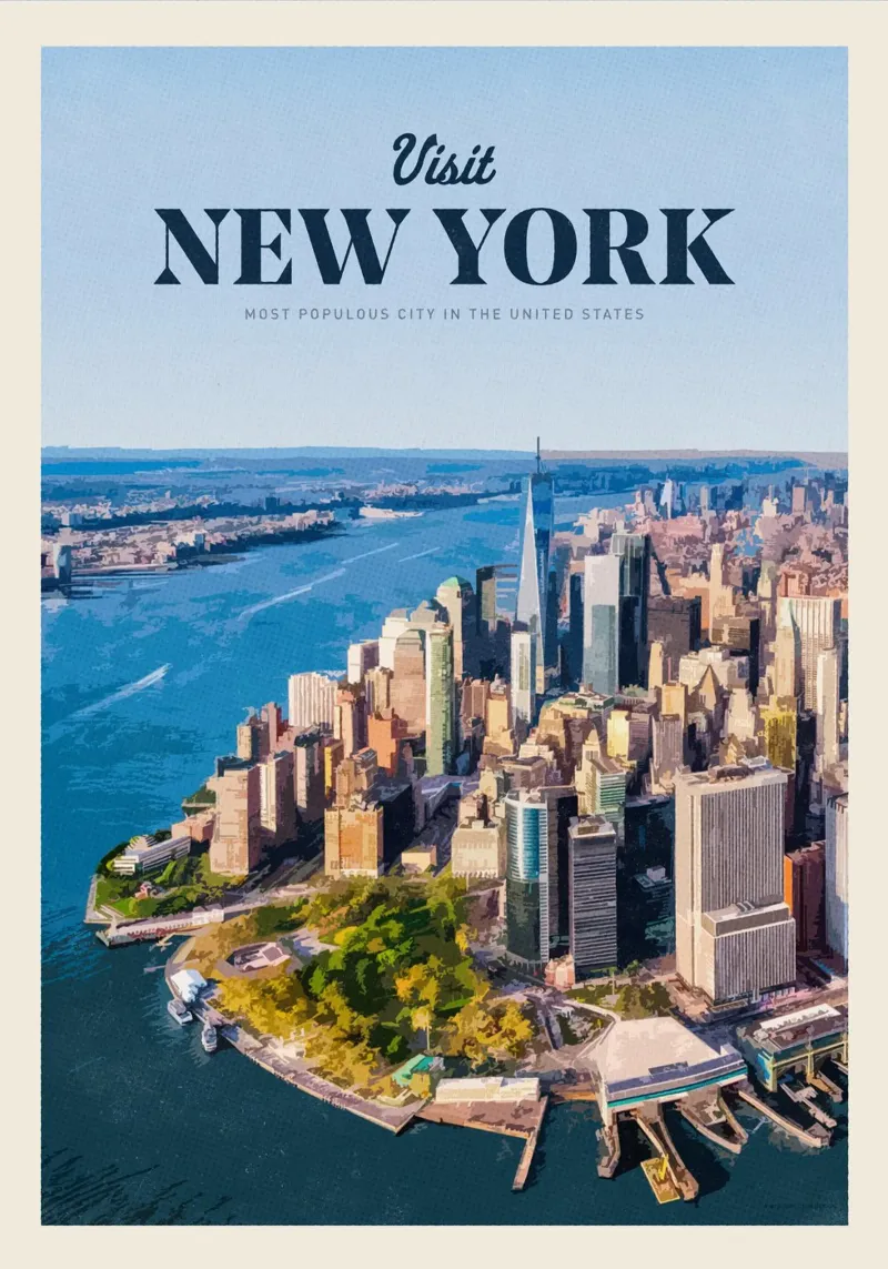 Visitare New York poster con telaio in plastica da Mercury Club