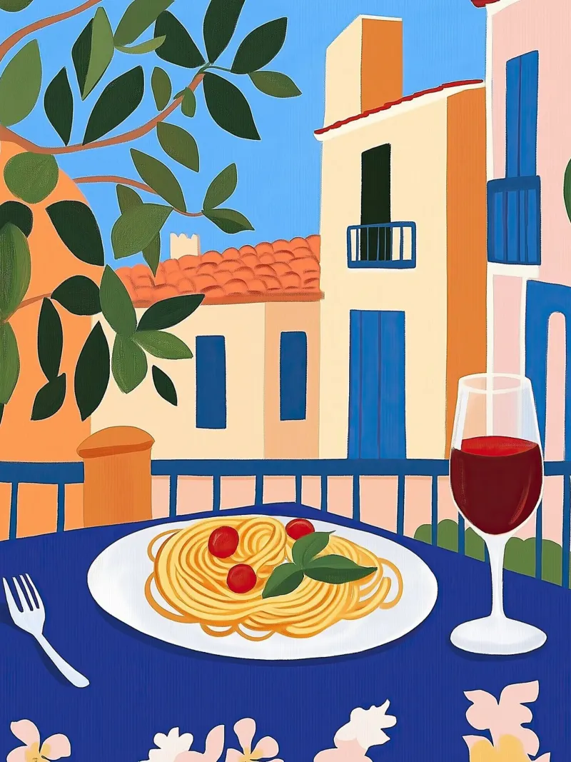 Pasta & Vino poster con telaio in alluminio da Art Center