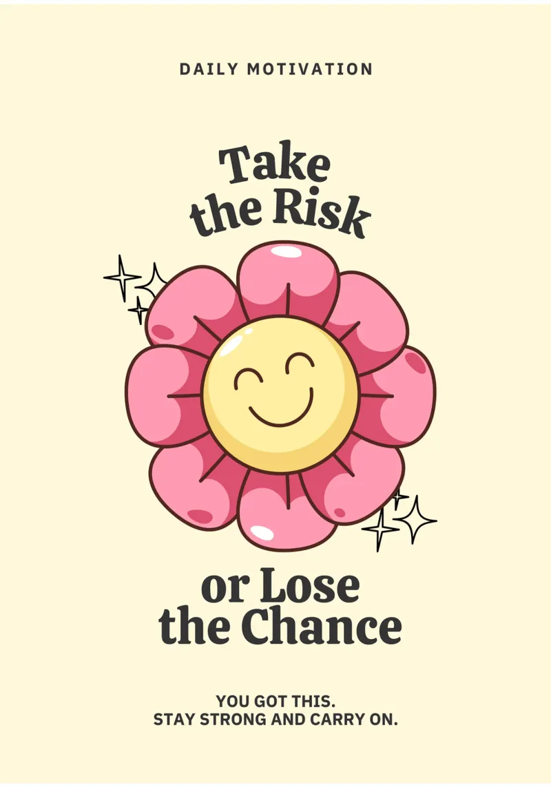 TAKE THE RISK OR LOSE THE CHANCE poster con telaio in alluminio da Einfach Uebel