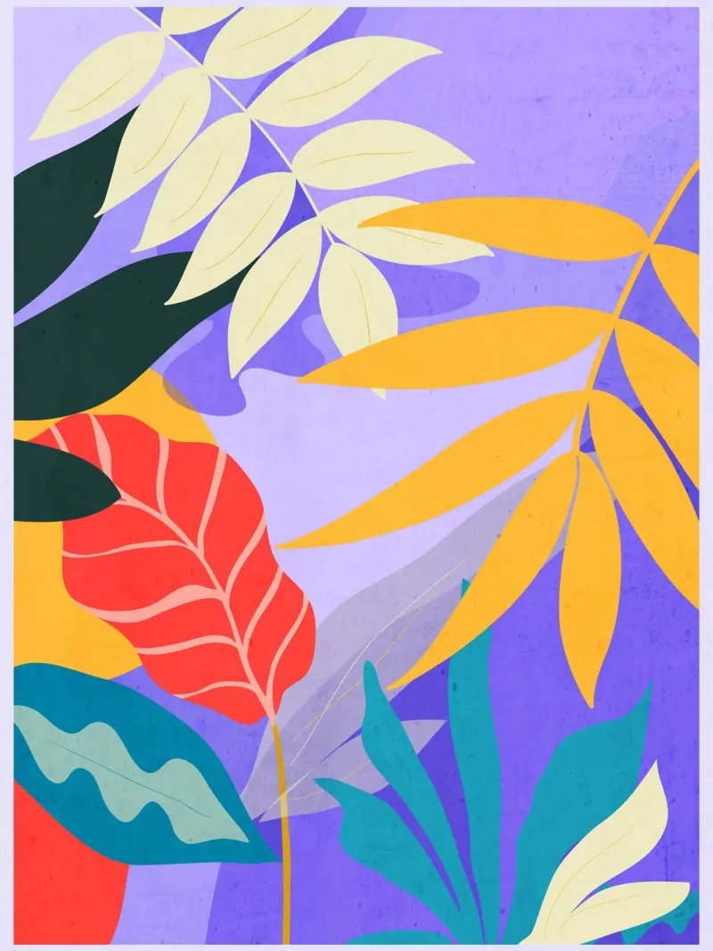 Arte astratta moderna Foglie tropicali a1 alluminio dibond da ThingDesign