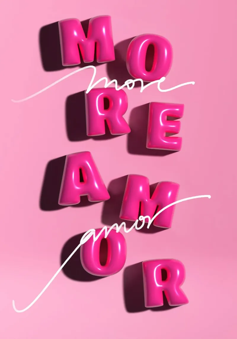 MORE AMOR poster con telaio in alluminio da Einfach Uebel