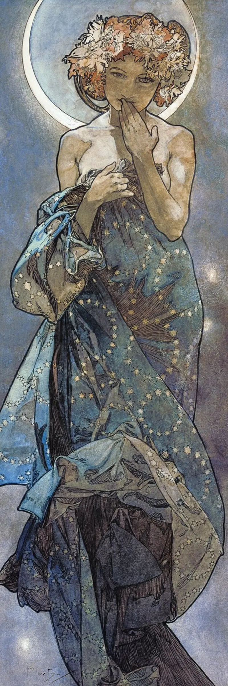 Alfons Mucha - La luna e le stelle poster con telaio in plastica da ARTOTHEK