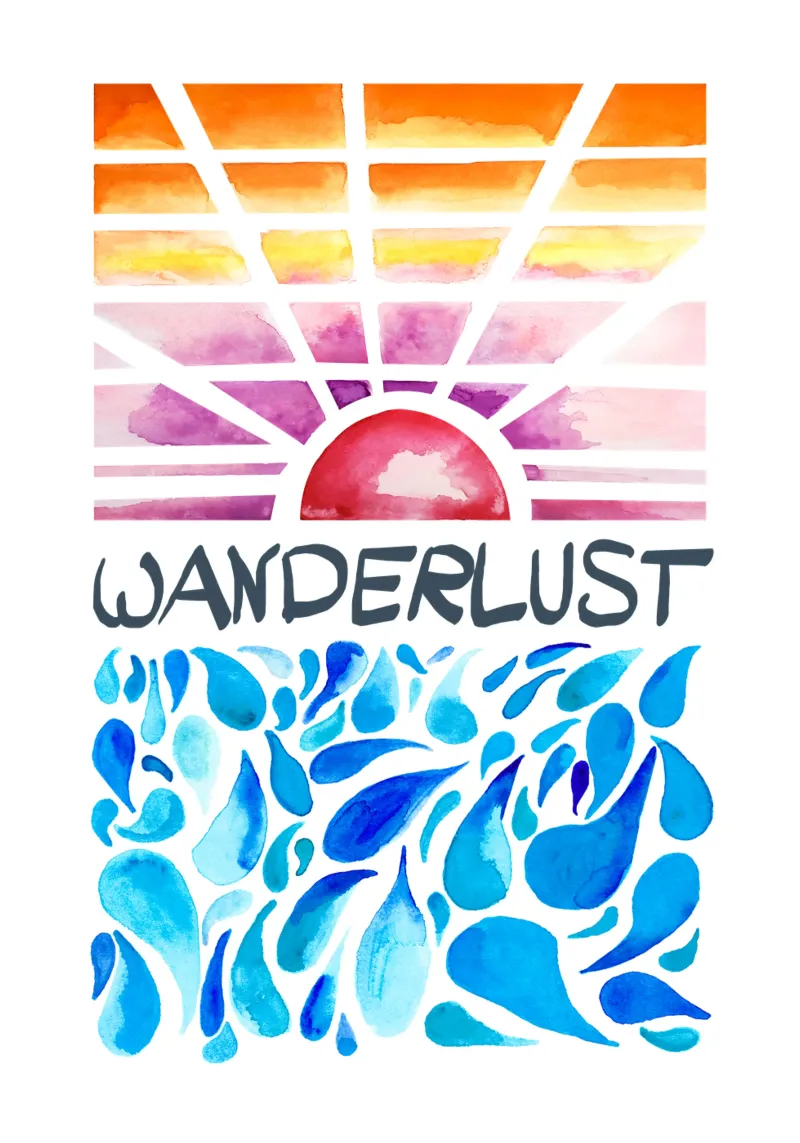 Wanderlust poster avec cadre en plastique de Claudiabrueggen
