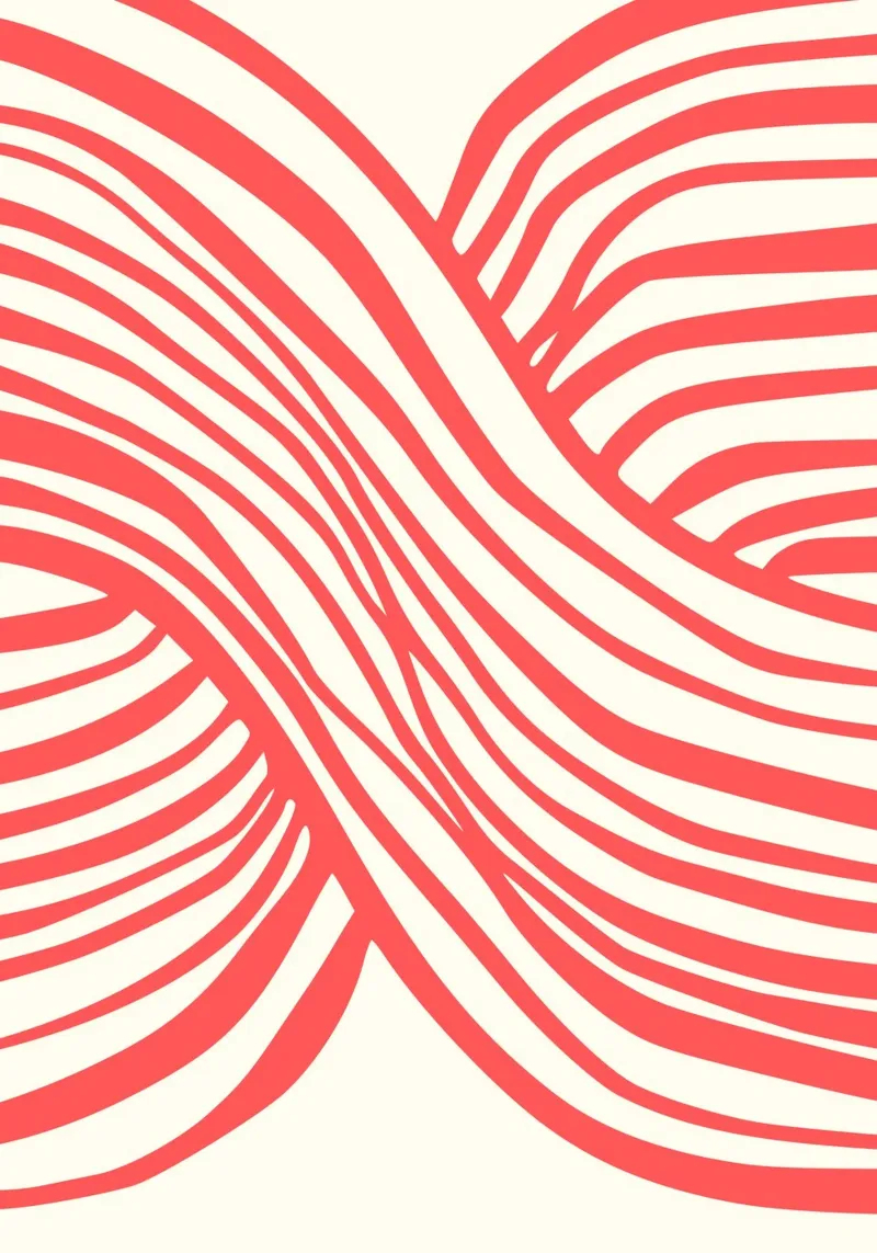 Crimson Waves | Minimal Art | Red Organic pellicola backlit da PrintCessStudio