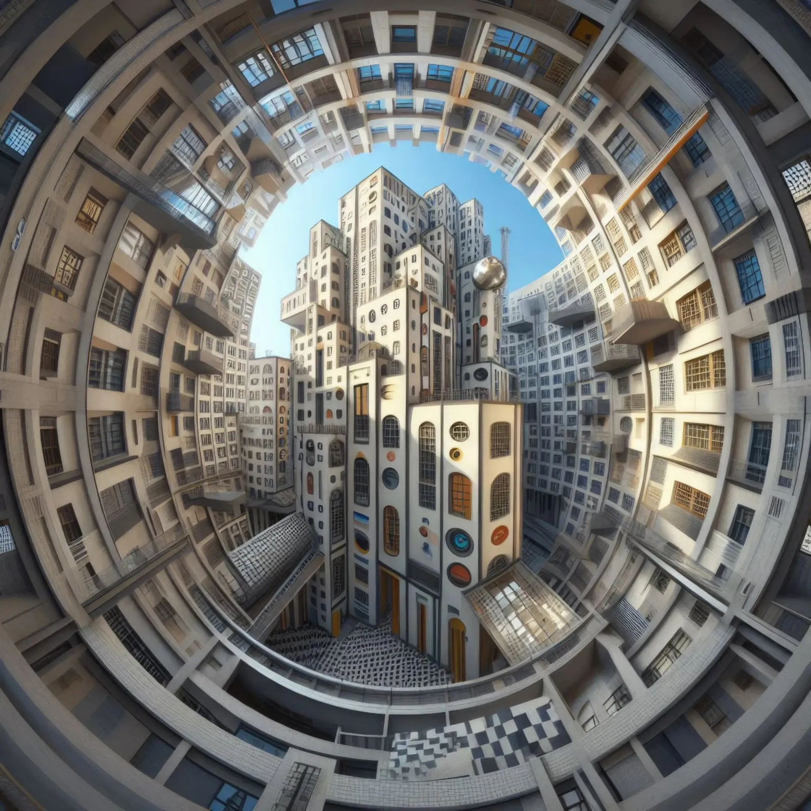 Sphere 013 - Futuristic Circular Cityscape pellicola backlit da Spheres