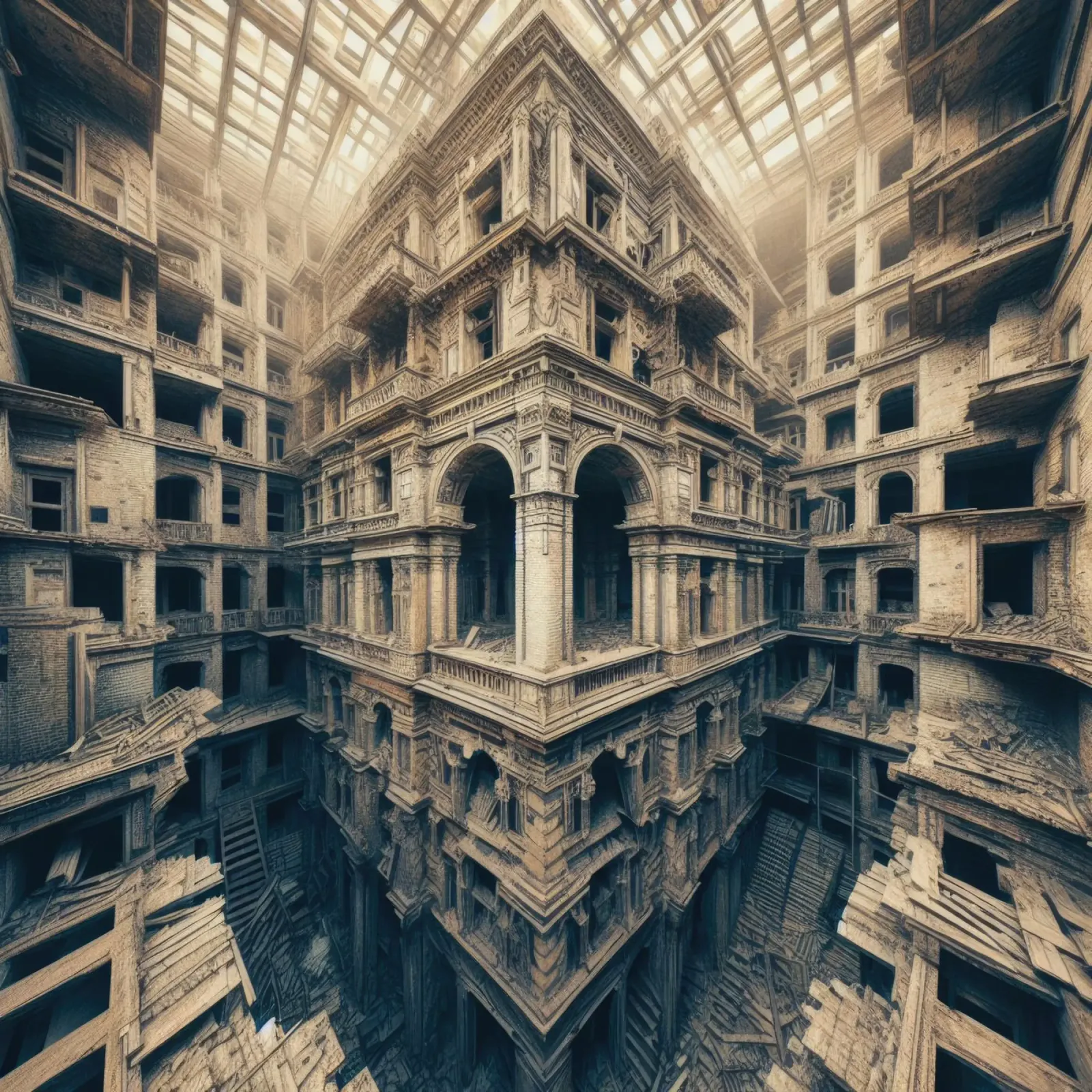 Sphere 003 - Intricate Abandoned Structure backlit folie van Spheres