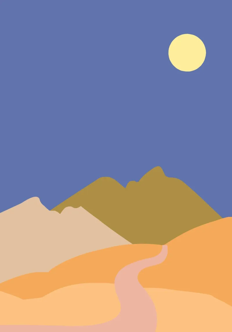 Desert Moon  |  Minimal Art  |  Organic Shapes poster met houten frame van PrintCessStudio