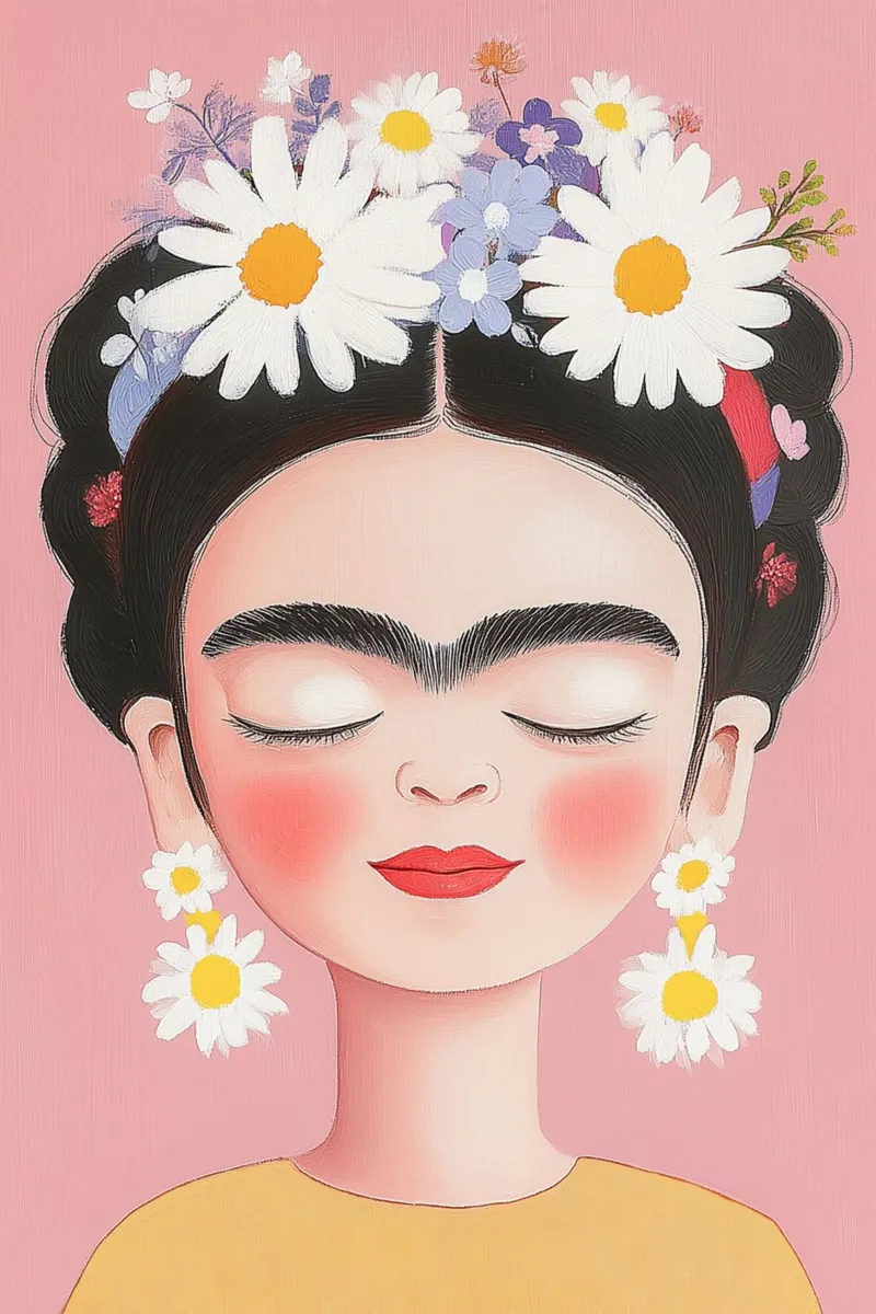 Little Frida with daisies hahnemühle by Carinaprint