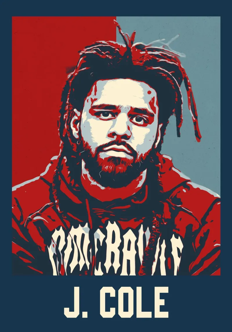 J. Cole poster con telaio in legno da HopeStudio