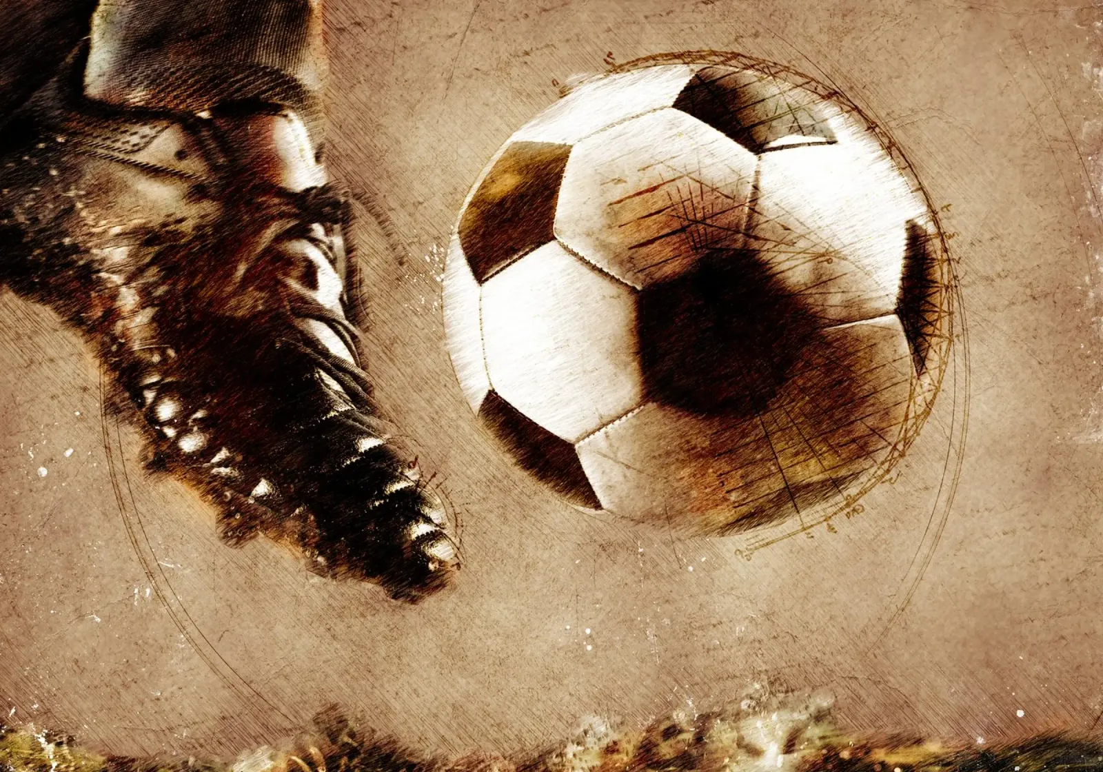 Giocatore di calcio sport art poster con telaio in legno da Justyna Jaszke JBJart