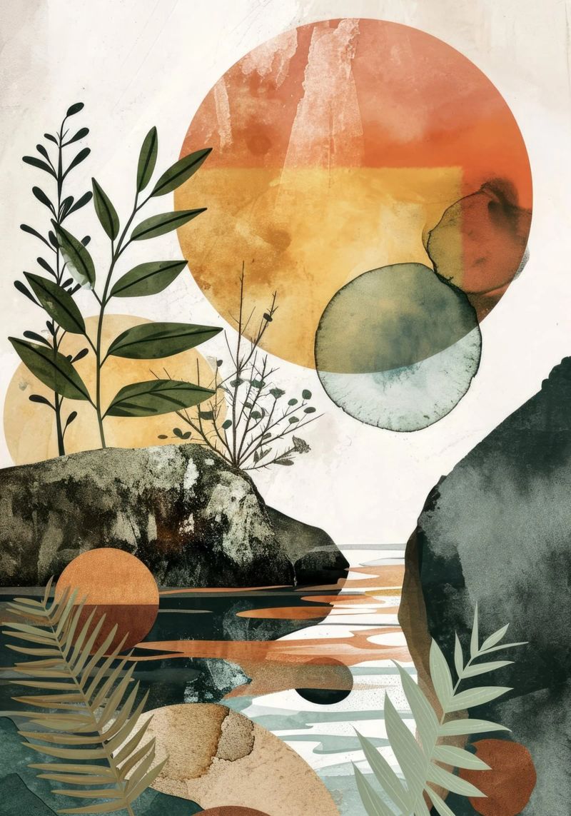 Minimal calm relaxation art poster by Justyna Jaszke JBJart