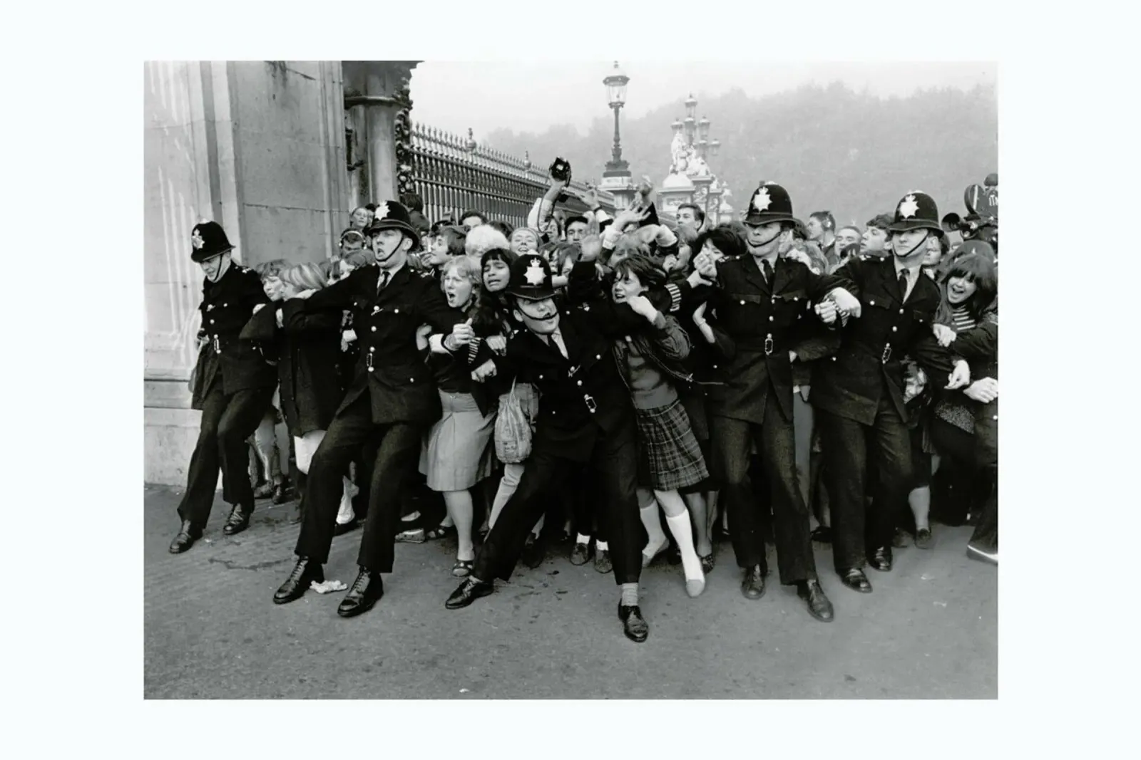 Beatles receiving their MBE's, 1965 pellicola backlit da Gallery Print and Art Limited