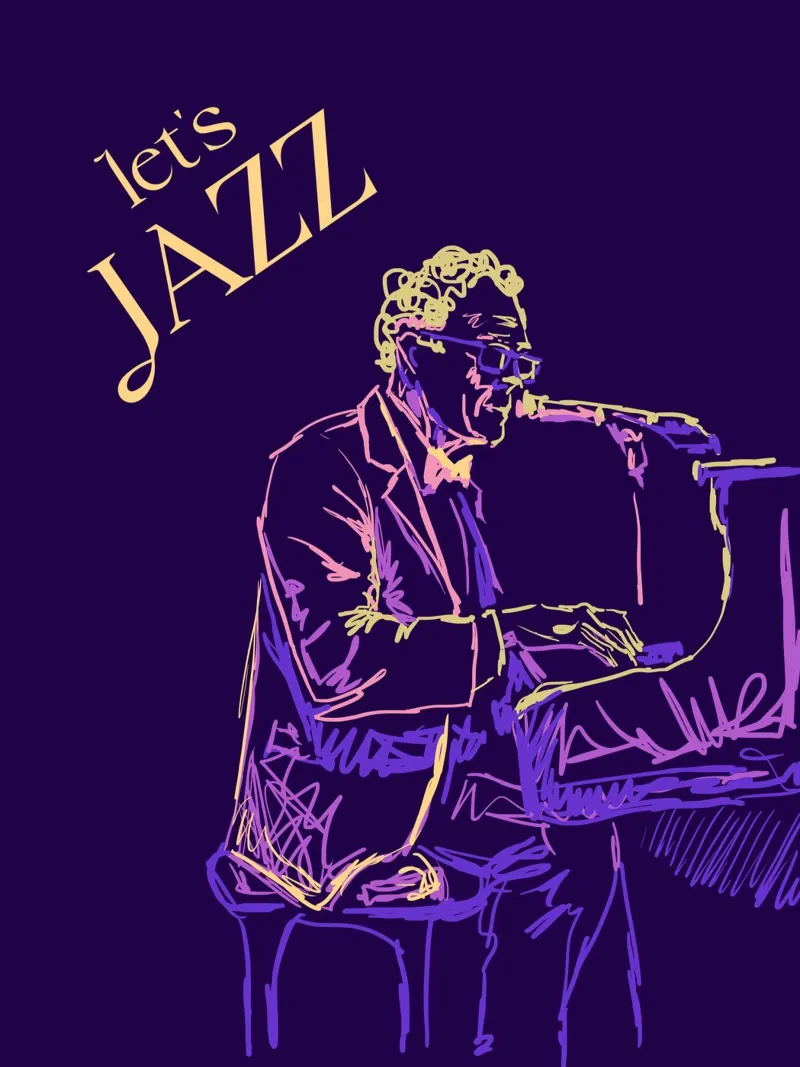 Jazz Band poster con telaio in plastica da Indigo Rain