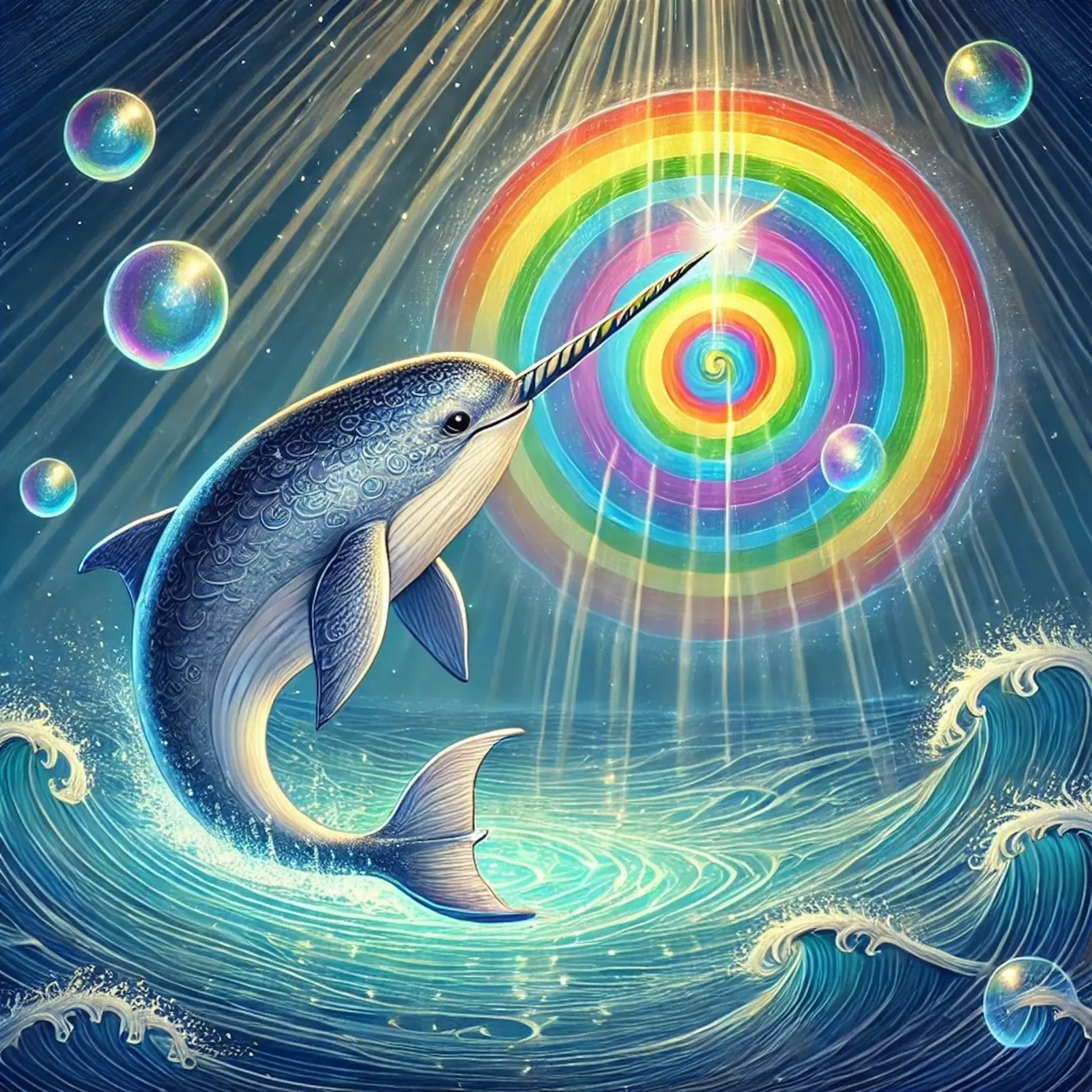 Magical Narwhal's Rainbow Art acrylic glass by FluffyToons