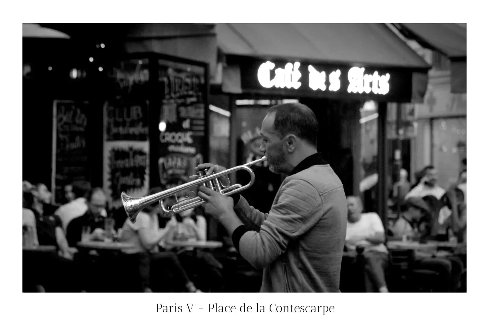 Paris V - Melody at the Café des Arts poster with aluminum frame by fanny-bianca
