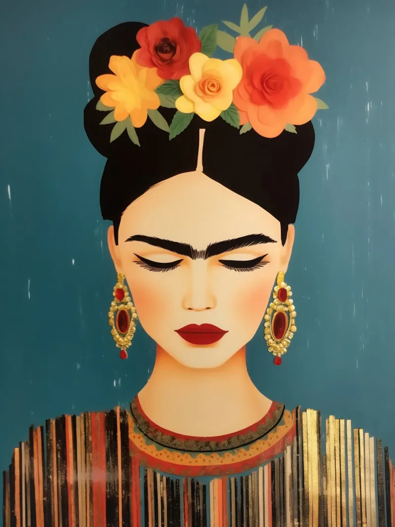 Dekorative Frida Kahlo | Mixed Media poster avec cadre en aluminium de Autofocus