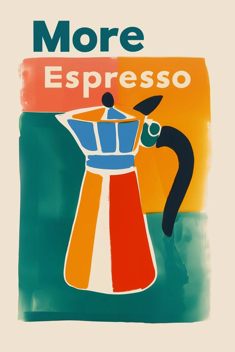 "More Espresso' Retro Kanne poster by Carinaprint