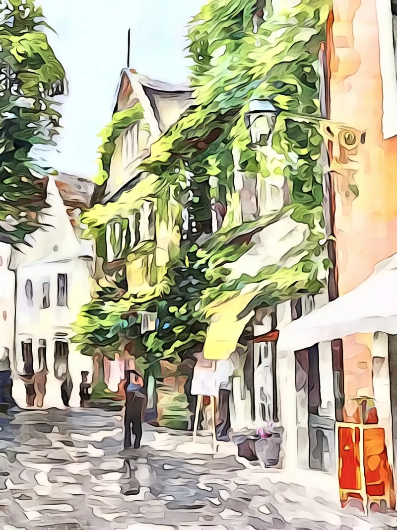 Meersburg on Lake Constance, motif 2 canvas with Floater frame by ZAMART