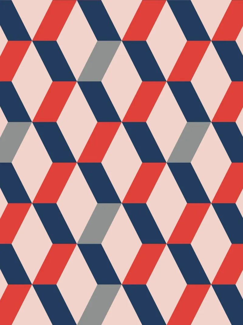 Red and Blue Geometric Modern Wall Art Print canvas by kookiepixel
