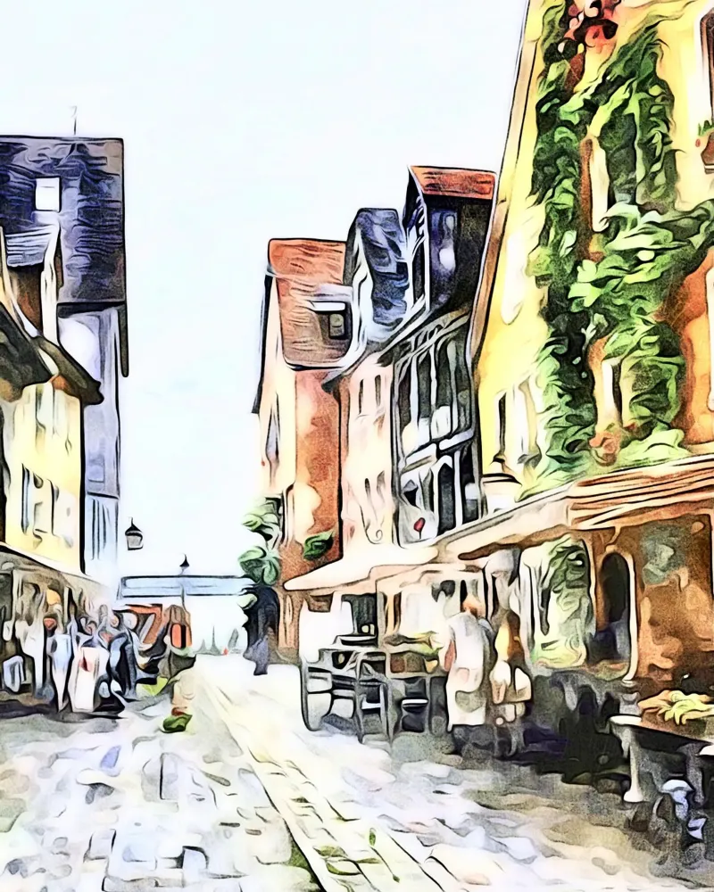 Meersburg on Lake Constance, motif 3 canvas with Floater frame by ZAMART