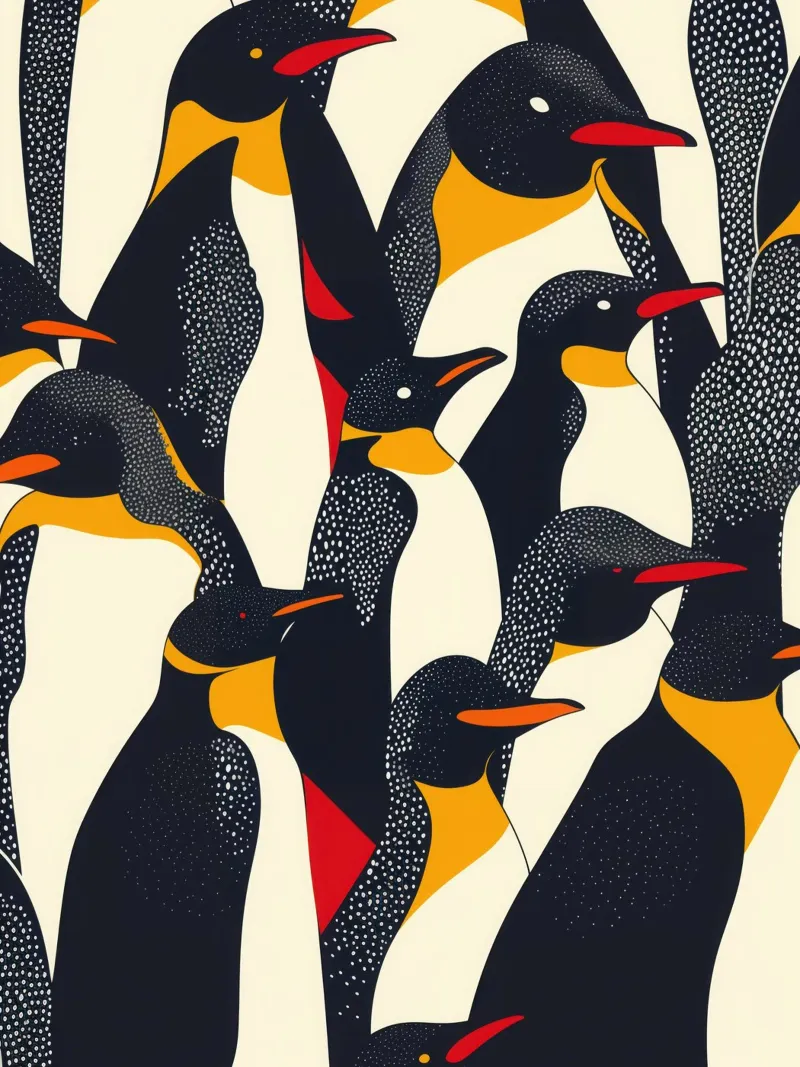 Decorative abstract penguin pattern canvas by Autofocus