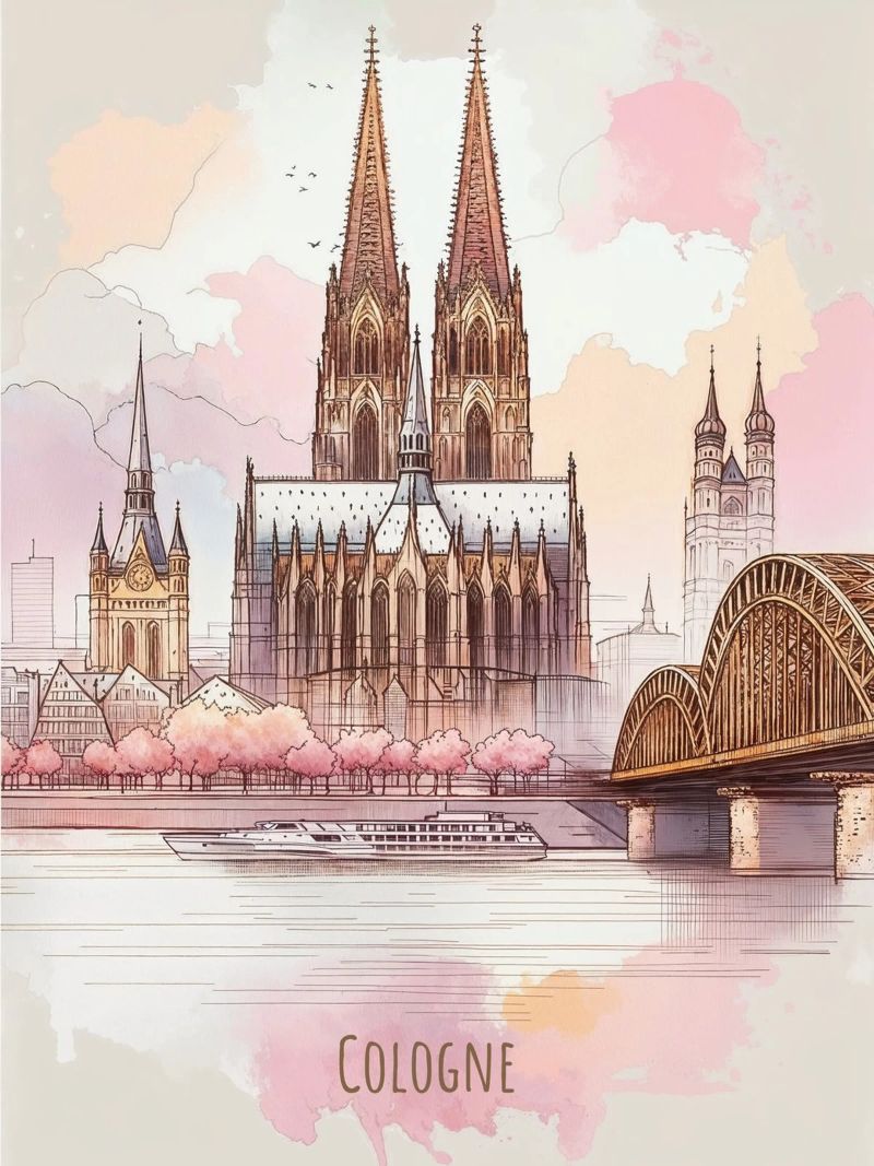 Köln Stadt minimalistische moderne Wahrzeichen drucken Poster von WijdevenDesign