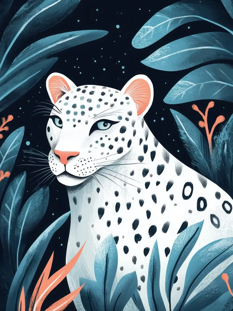 Magico leopardo bianco al chiaro di luna pellicola backlit da Autofocus