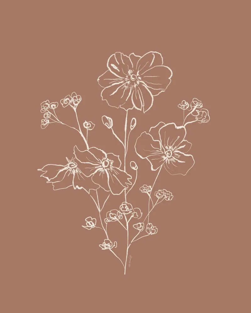 Wild Roses Bouquet - Mocha Mousse acrylic glass by anisillustration