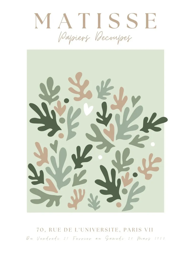 Henri Matisse Abstract Art,Matisse Cut Out Art,Sage Green poster with plastic frame by pdigitalprints