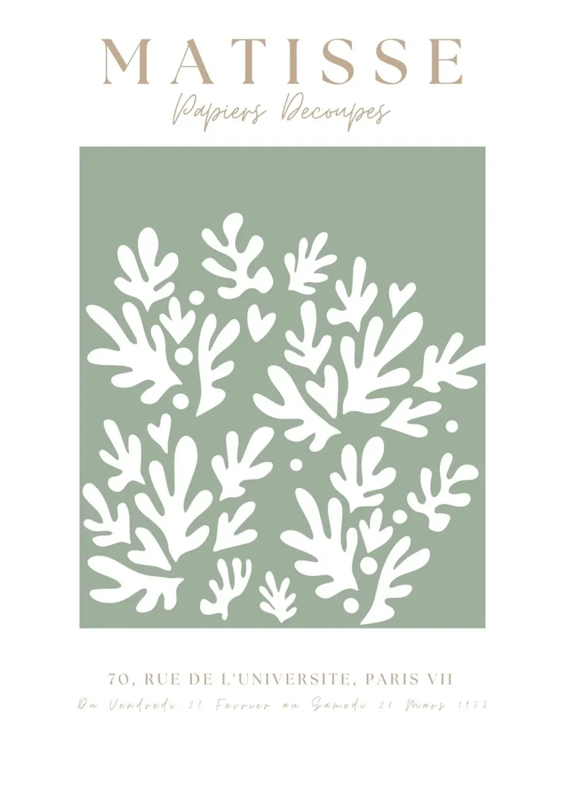Henri Matisse Abstract Art,Matisse Cut Out Art,Sage Green Hahnemühle von pdigitalprints