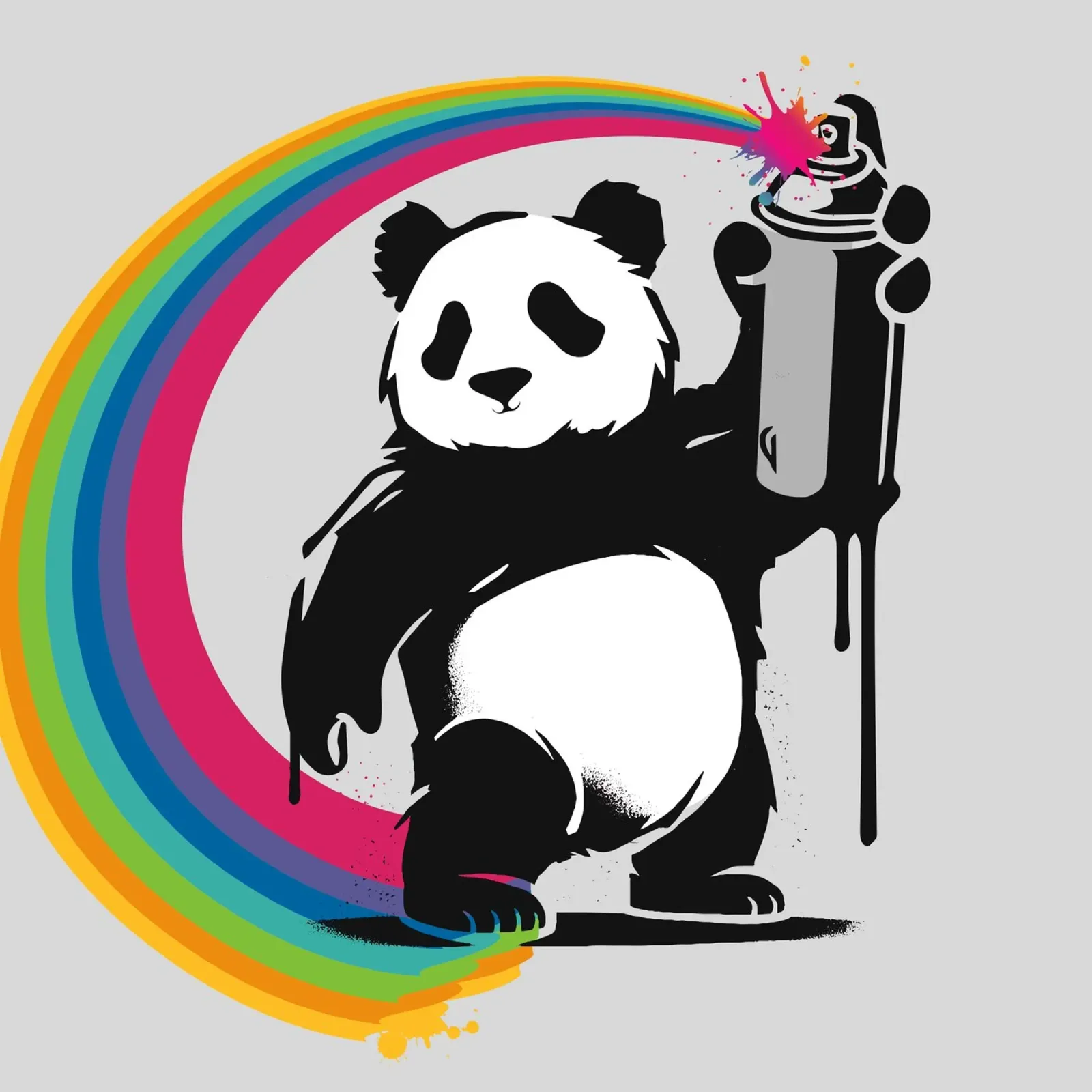 Panda creativo con graffiti arcobaleno pellicola backlit da namosh