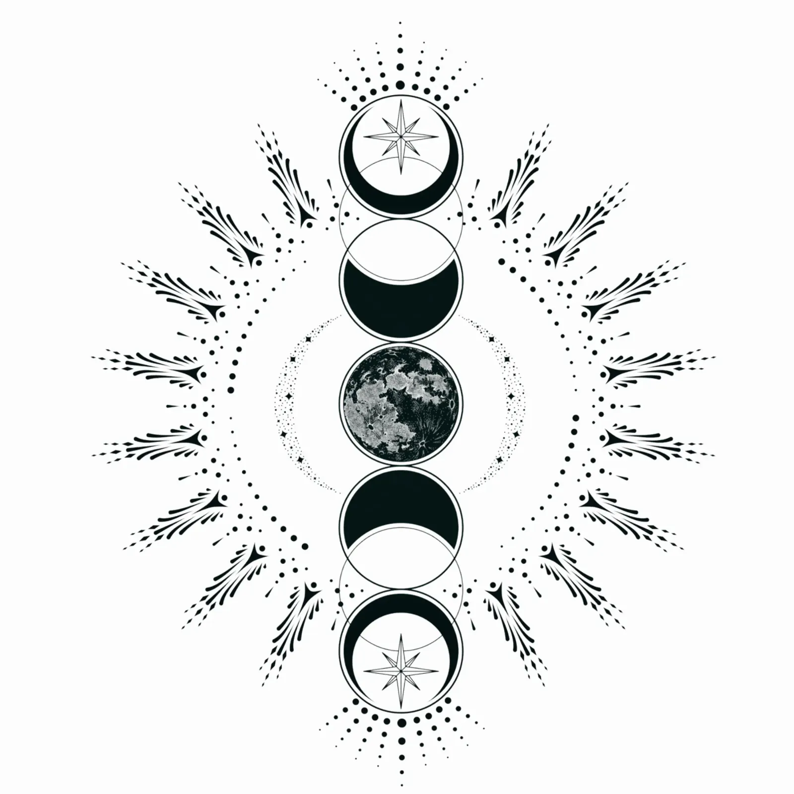 Fasi lunari mistiche poster con telaio in legno da Kiroiharu