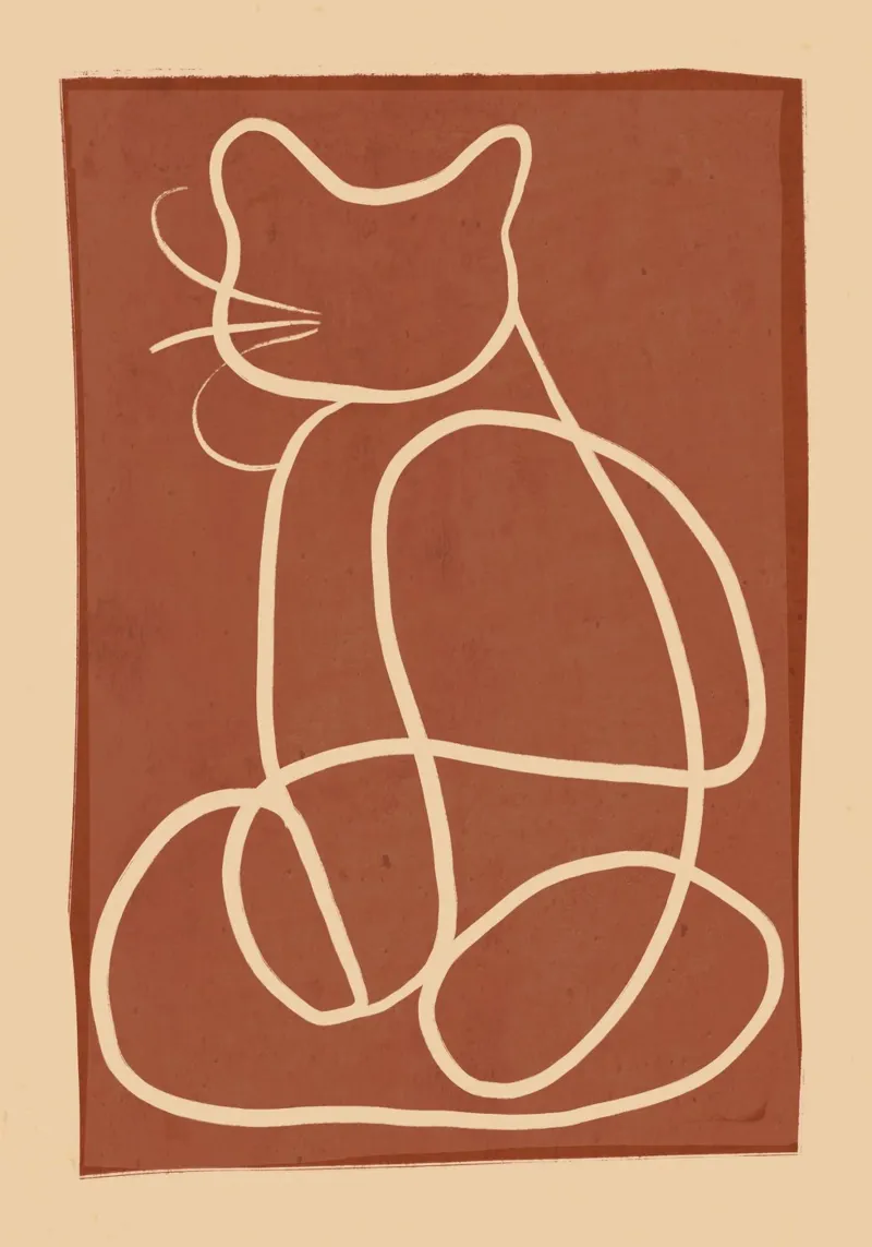 Abstract Line Art Cat 7 canvas by ThingDesign