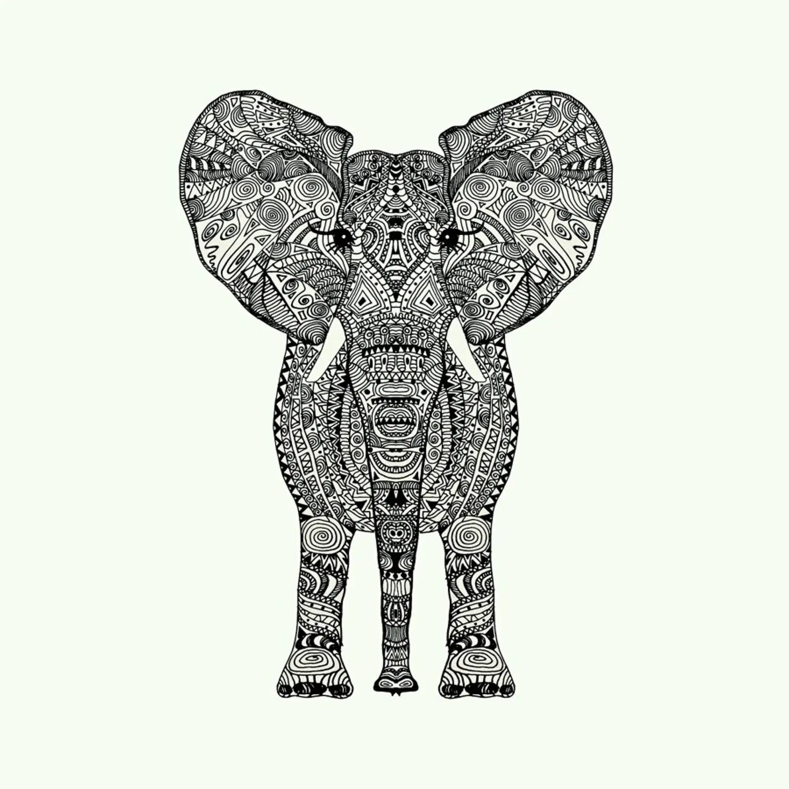Aztec Elephant Tattoo Style carta hahnemühle da Monika Strigel