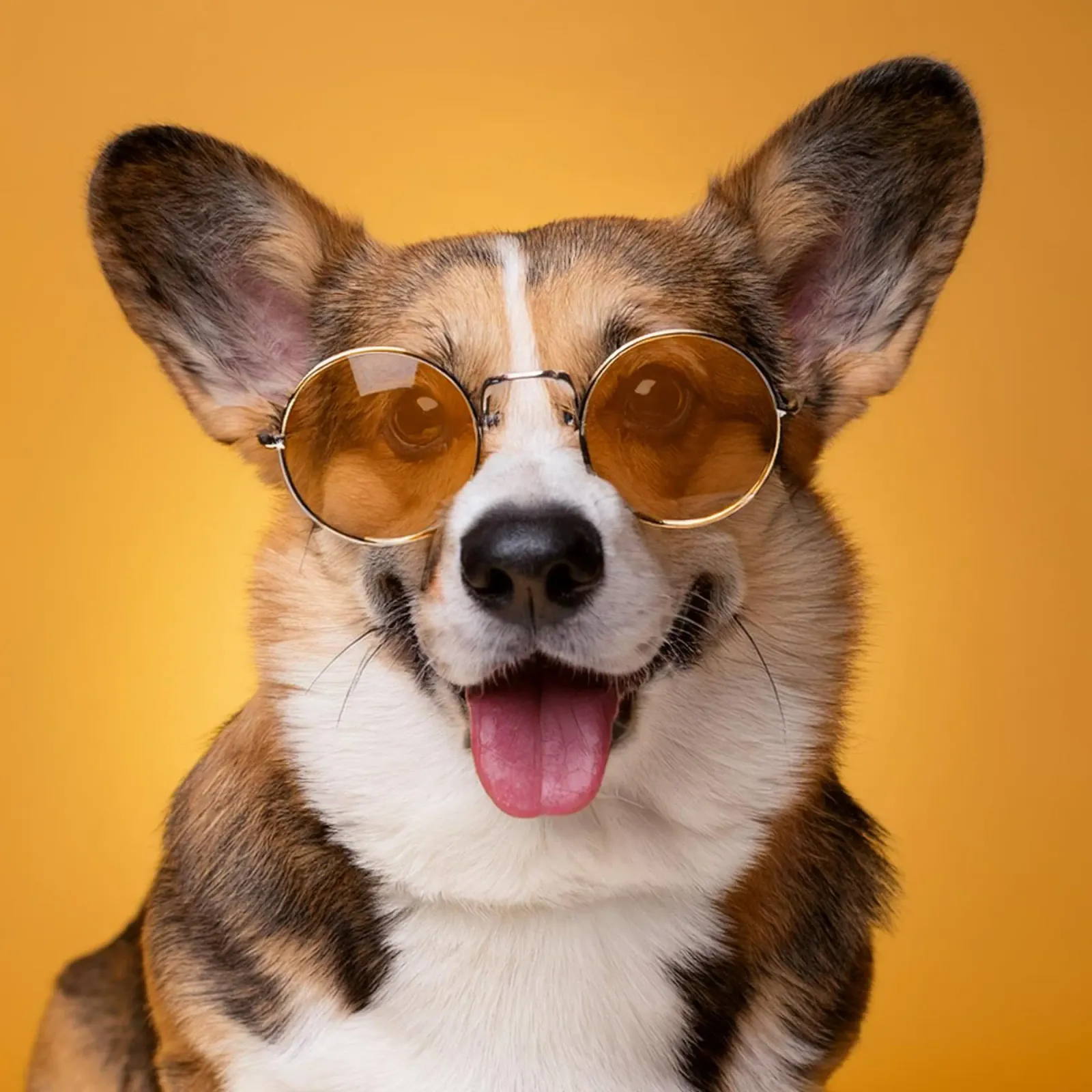 Corgi cool con gli occhiali da sole | Ritratto di cane elegante e adorabile poster con telaio in plastica da FlexiDesignsByK