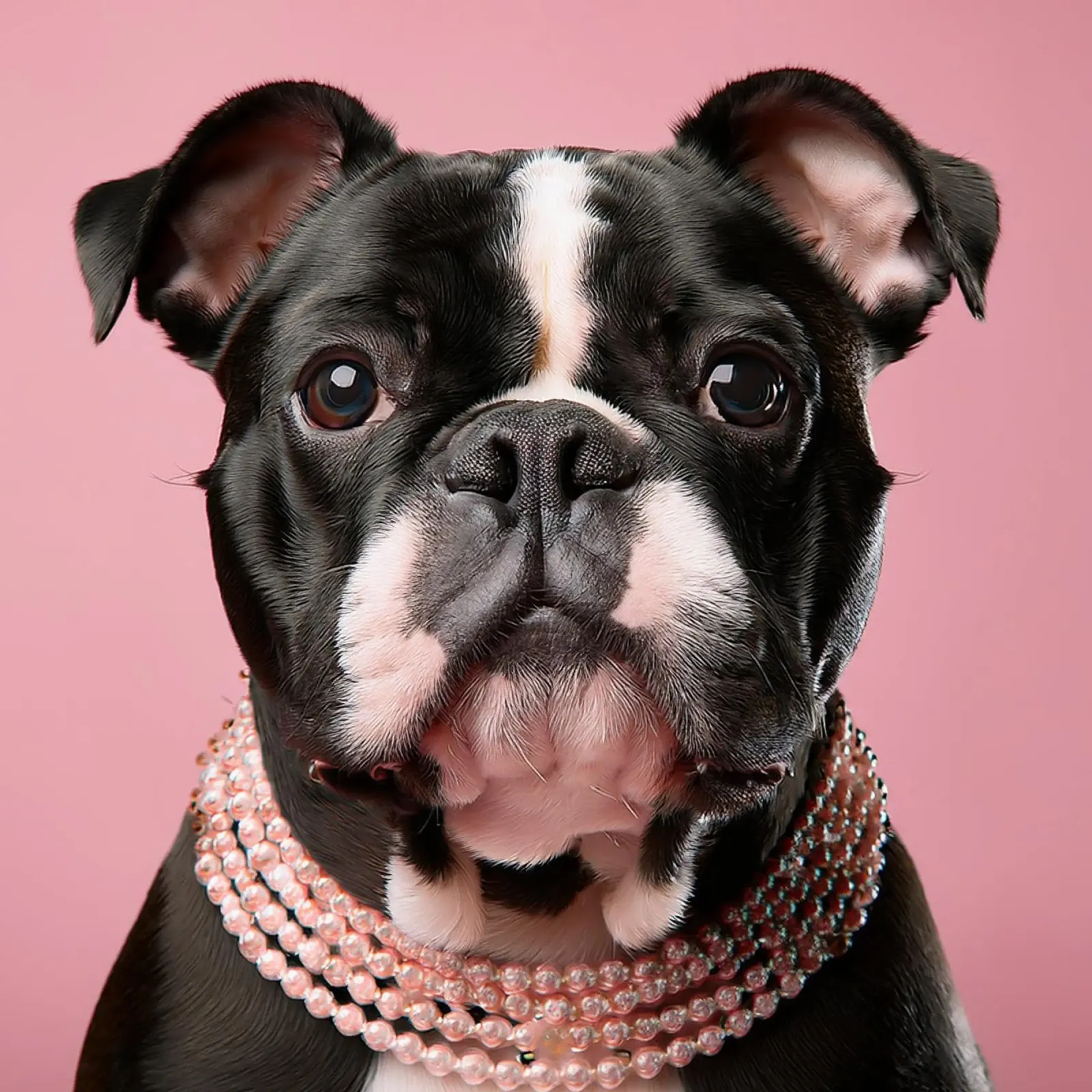 Elegante Bulldog con Perlas | Arte de Pared para Perros con Estilo aluminio dibond de FlexiDesignsByK