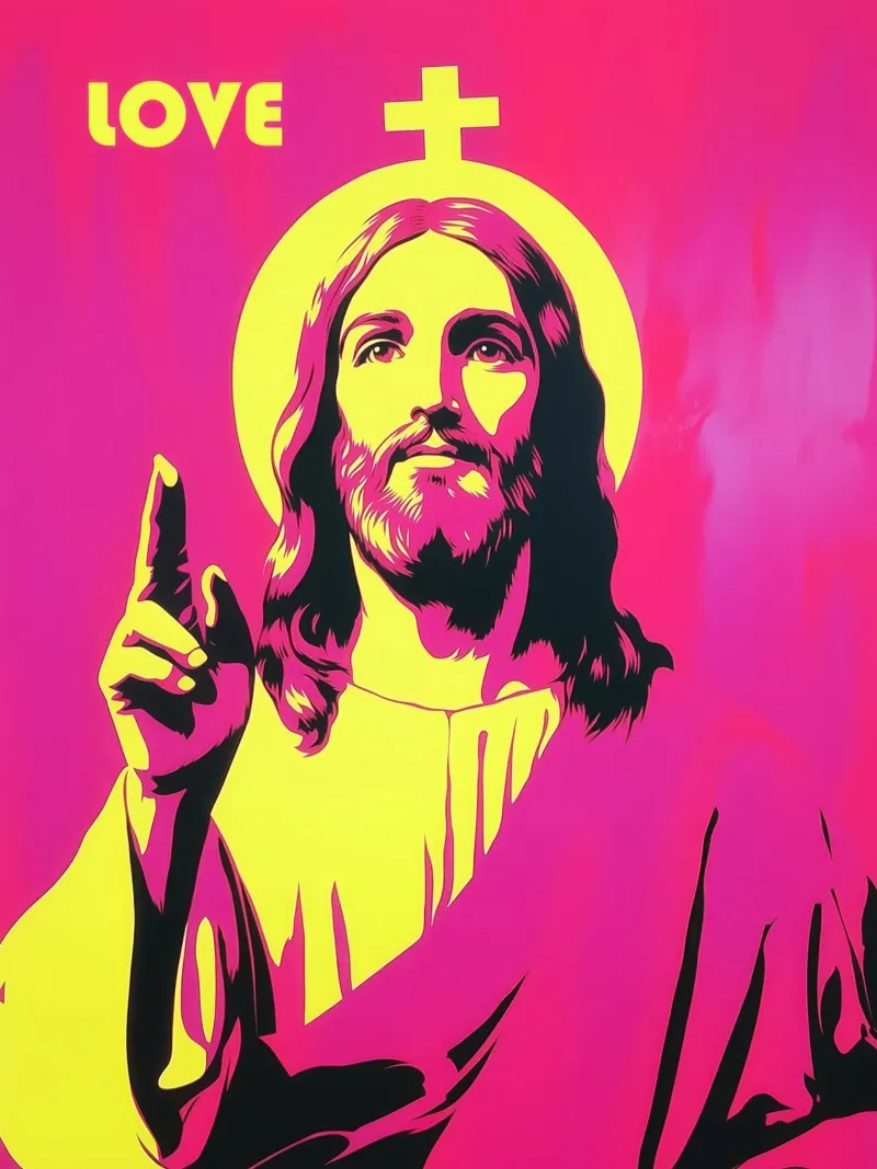 Rosa Neon Jesus | Liebe Pop Art Poster von Autofocus