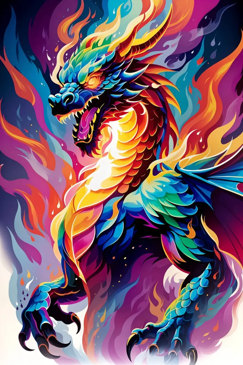 Drago neon pop art pellicola backlit da MakArena