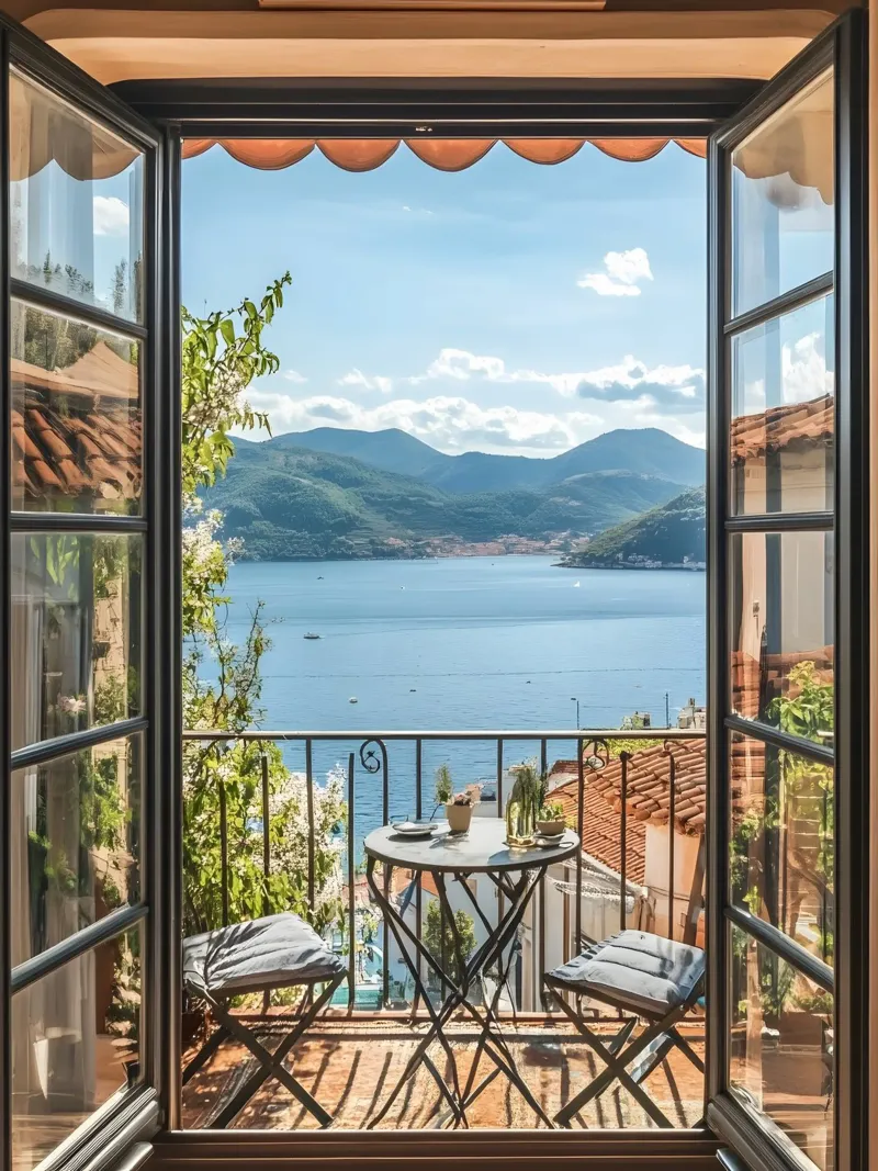 Stampa della colazione sul lago di Como poster da TheTravelClub