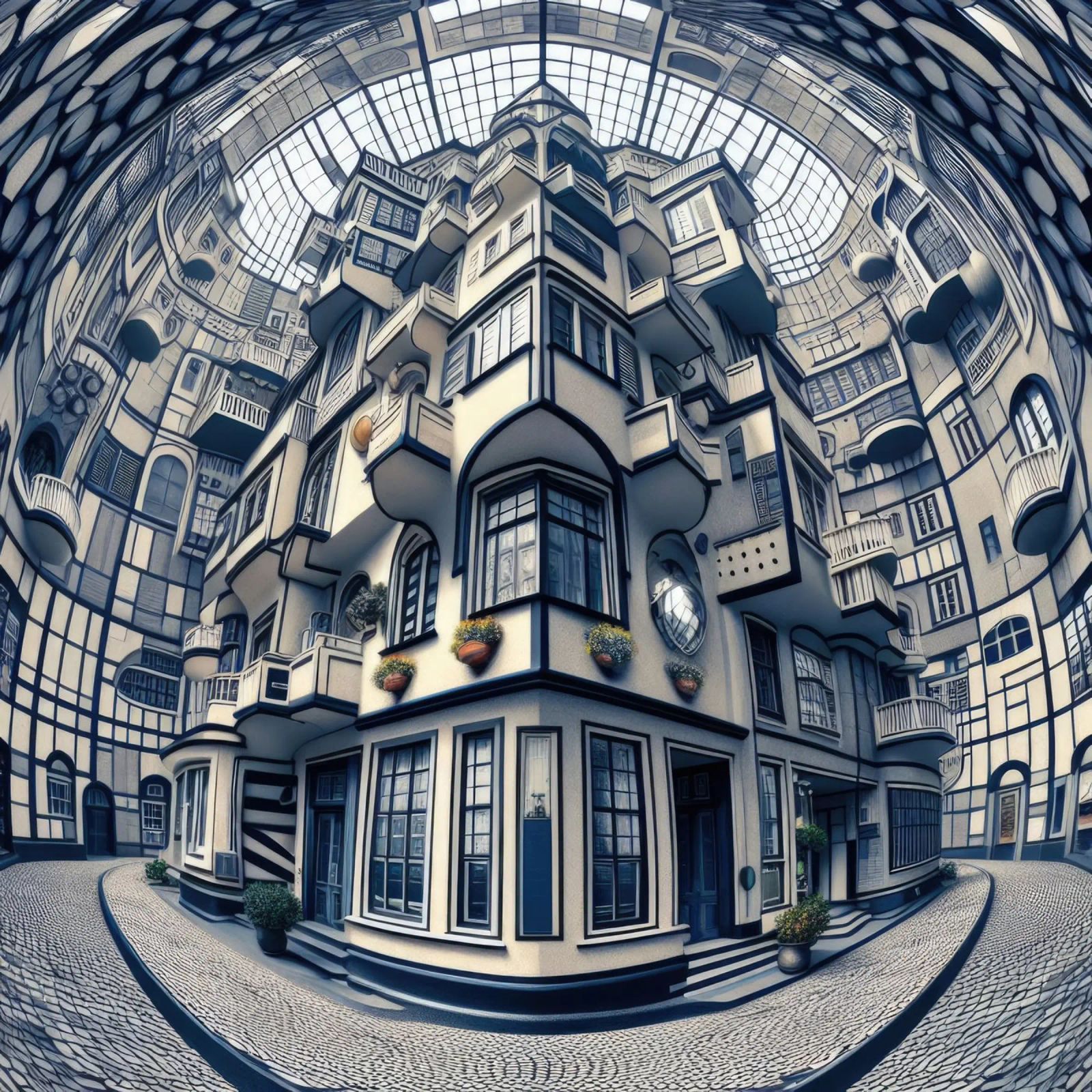 Sphere 006 - Futuristic Atrium With Geometric Architecture Poster von Spheres