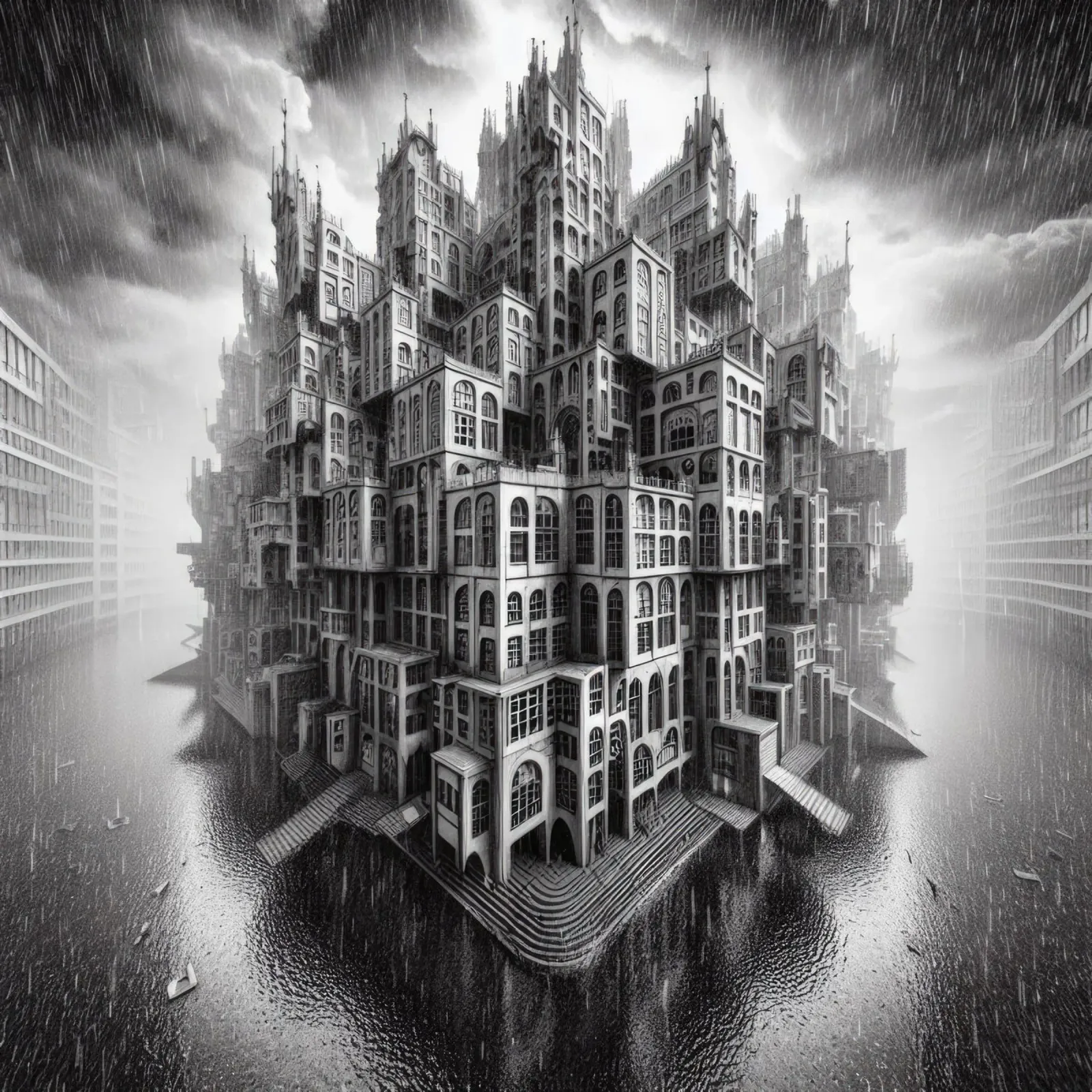 Sphere 009 - Monochromatic Gothic Architecture pannello forex da Spheres