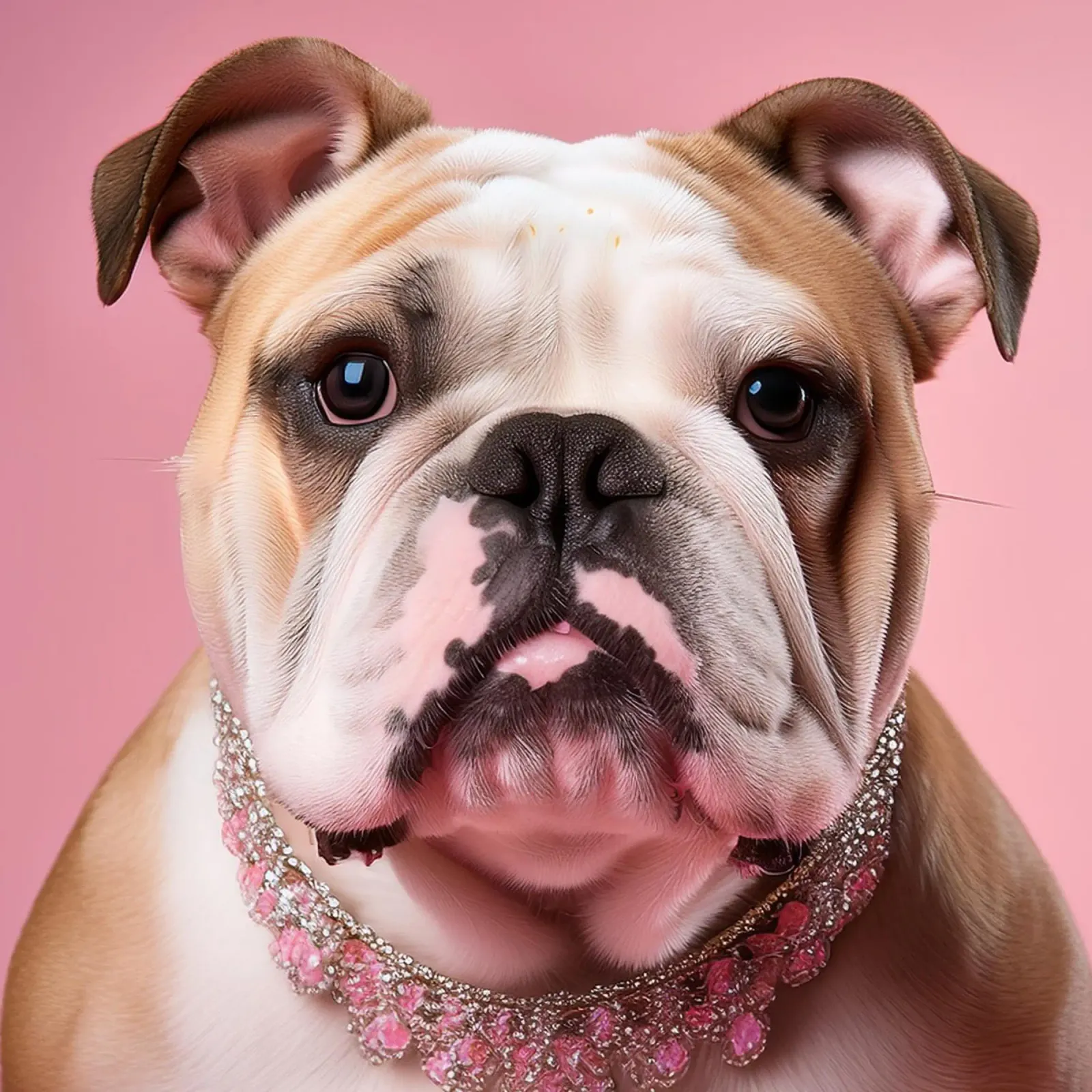 Elegant Bulldog in Pink Jewelry | Chic Dog Wall Art acrylic glass by FlexiDesignsByK