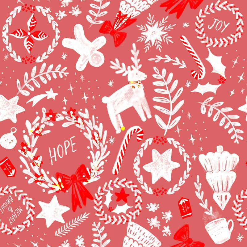 Magical Christmas Pattern in Red pellicola backlit da anisillustration