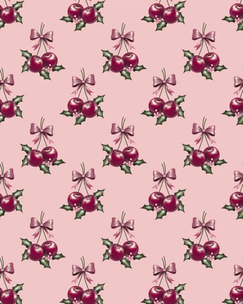 Cherry and Bows Pink Pattern plexiglass da anisillustration