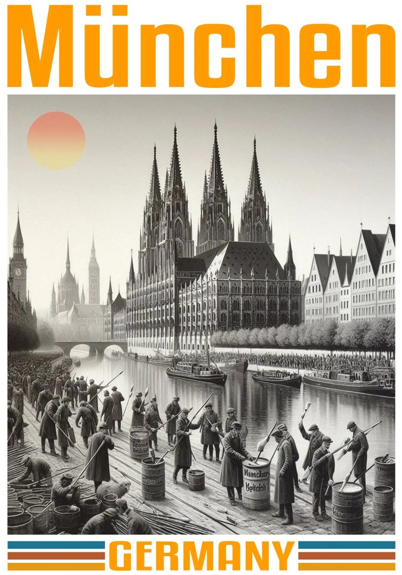 münchen stadtpanorama 70er Jahre klassisch retro Poster von theganduls