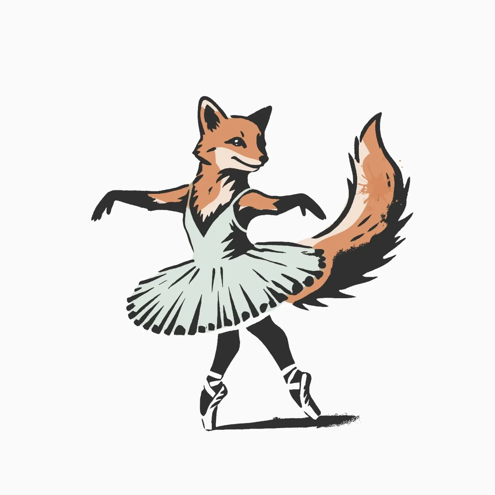 Elegant fox as ballet dancer canvas with Floater frame by namosh