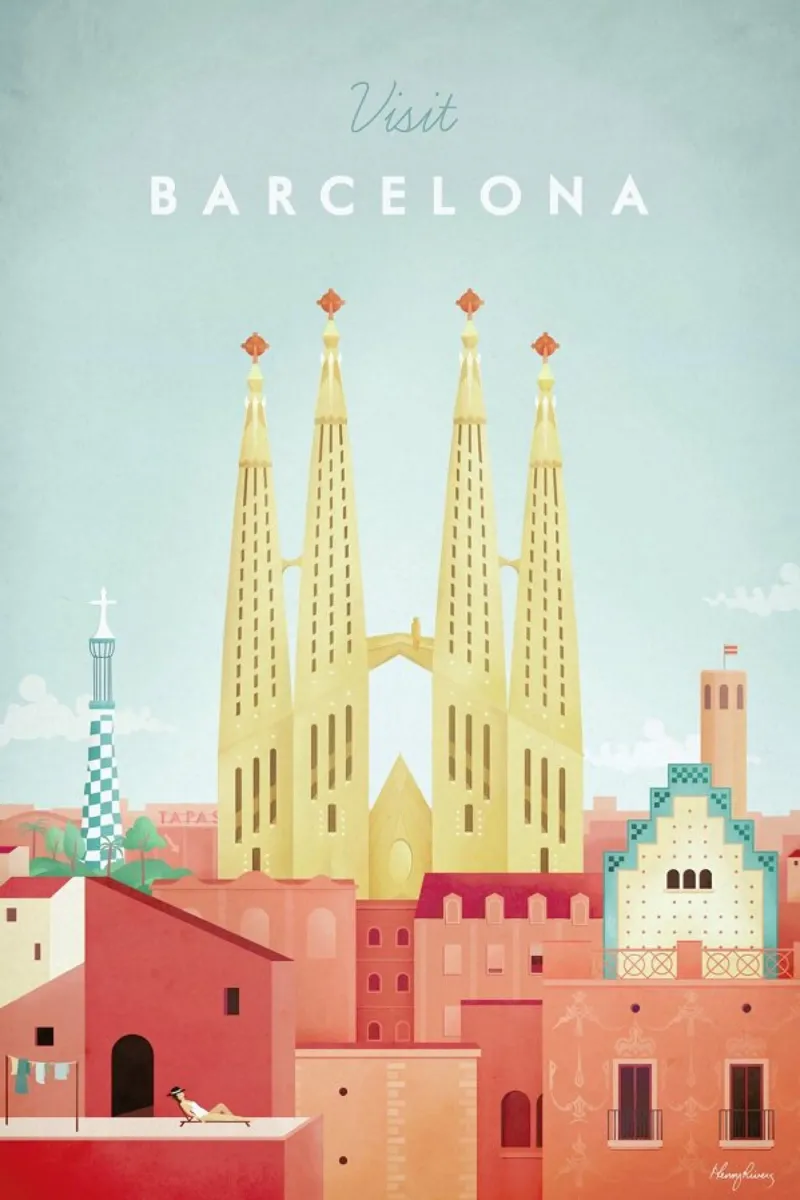 Barcelona poster by Henry Rivers